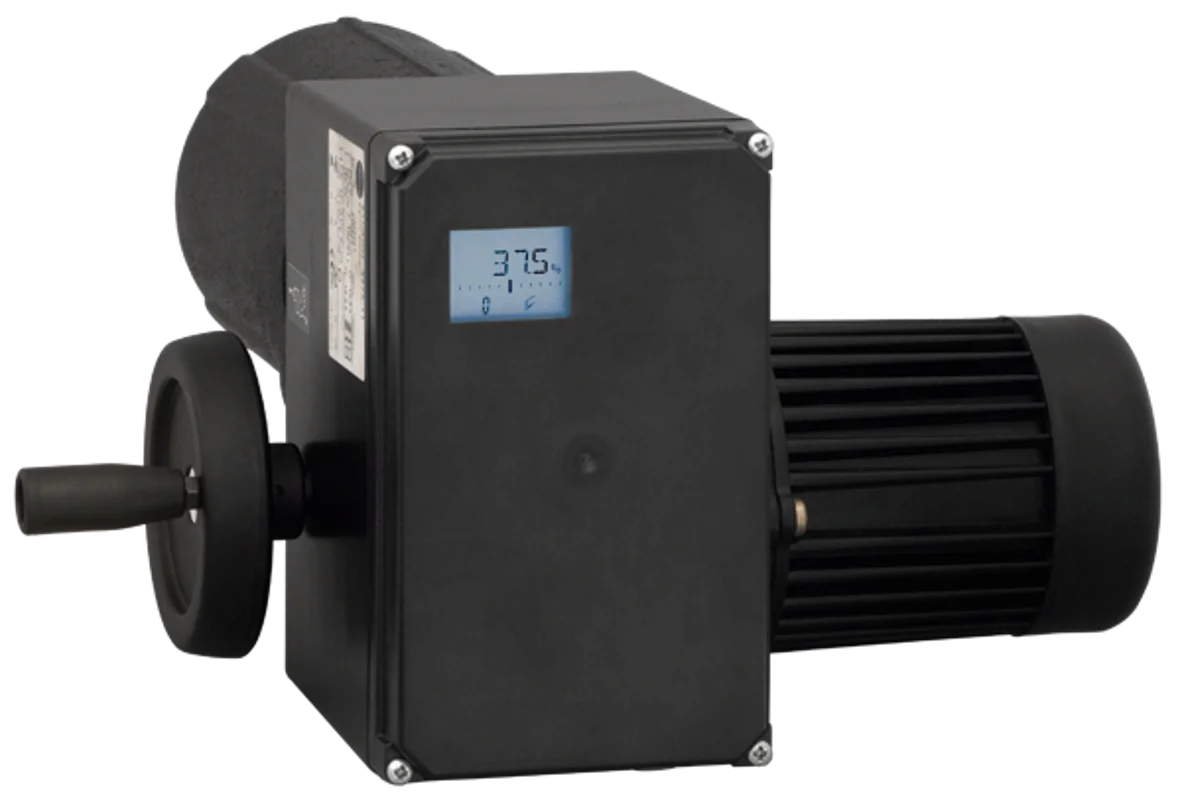 Imagem de um dos atuadores elétricos, modelo em preto com visor digital.