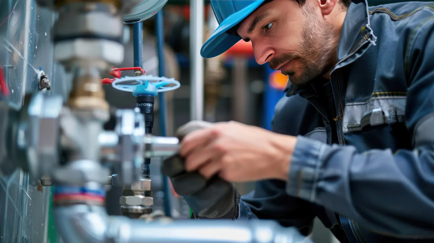 Técnico de manutenção inspecionando equipamentos, simbolizando quando substituir uma válvula industrial.