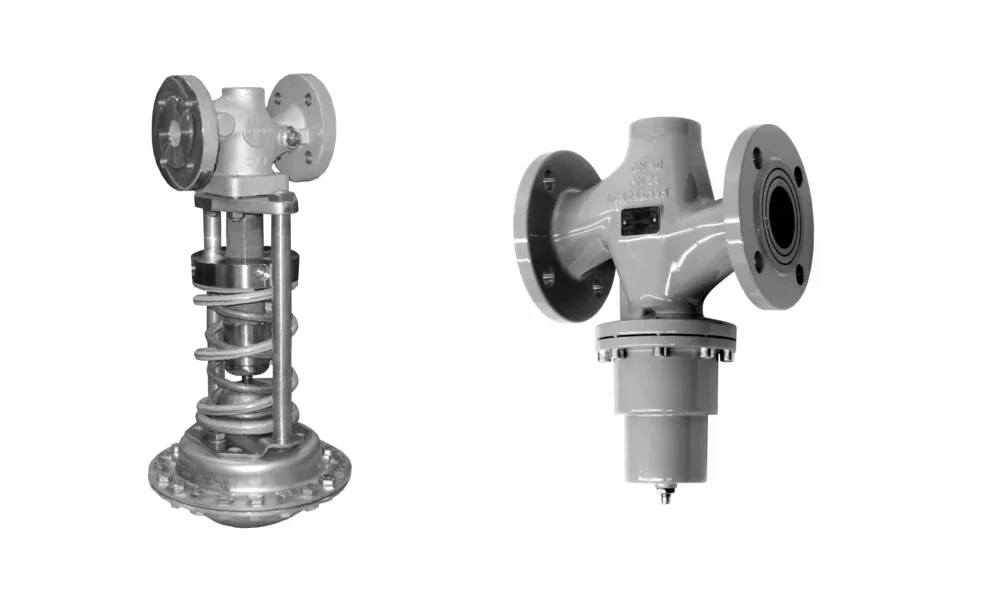 Imagem de dois modelos de válvula reguladora auto-operada da SAMSON.