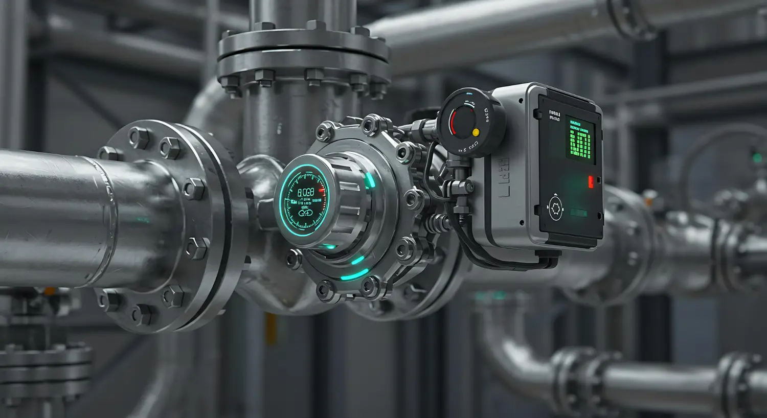 Imagem gerada por IA, ilustrando como integrar válvulas de controle em sistemas de automação industrial.