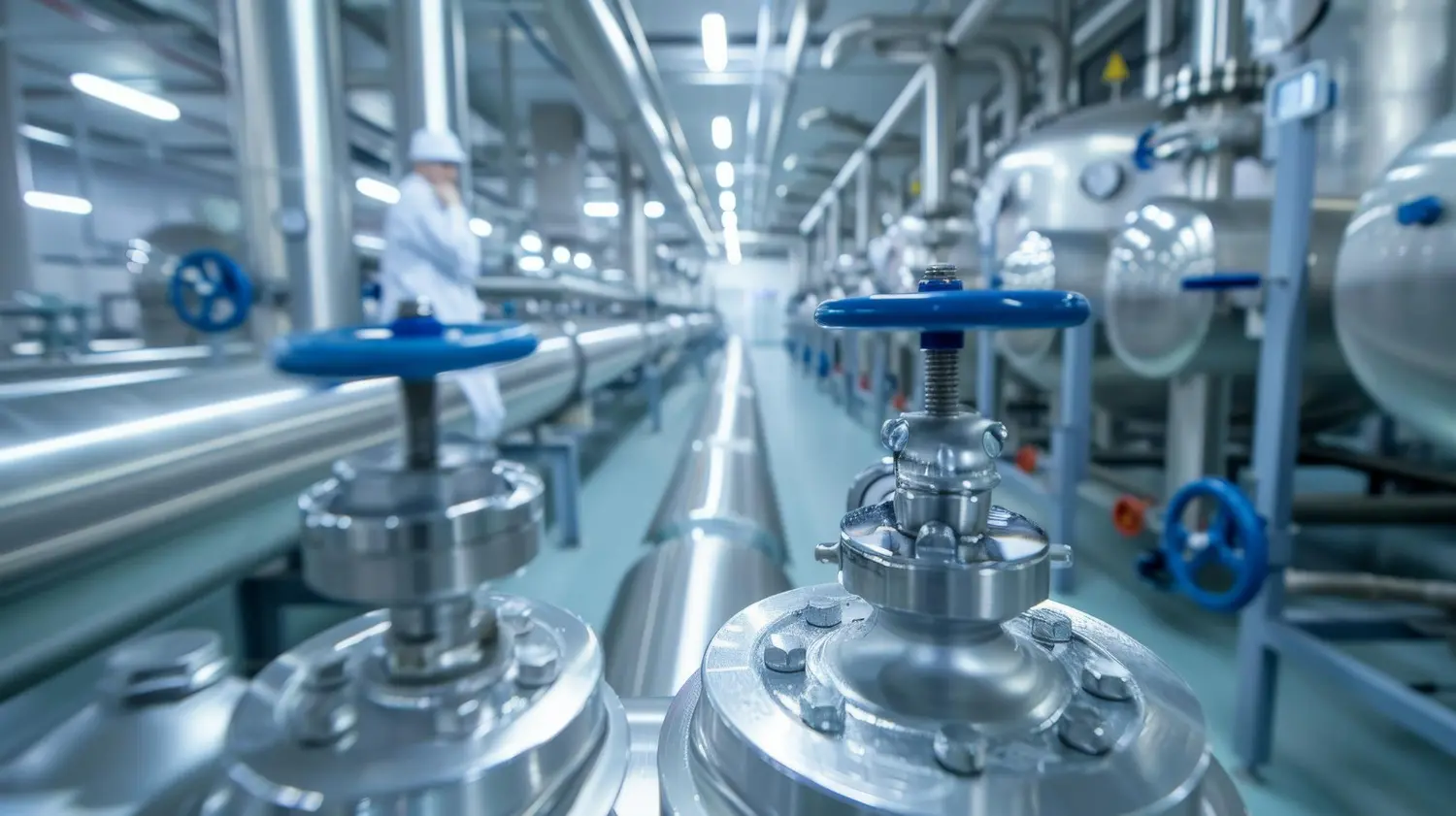 Imagem de uma planta de indústria química, simbolizando o uso de válvulas para processos críticos.