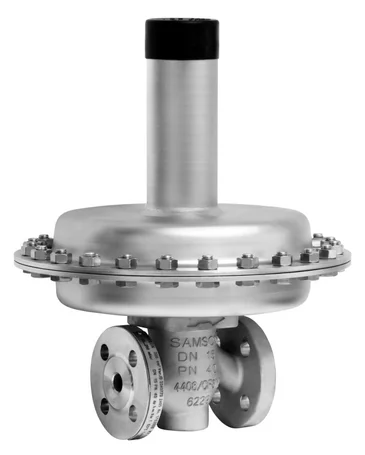 Imagem de uma válvula auto operada 2405, um dos modelos de válvula sem energia elétrica da SAMSON.