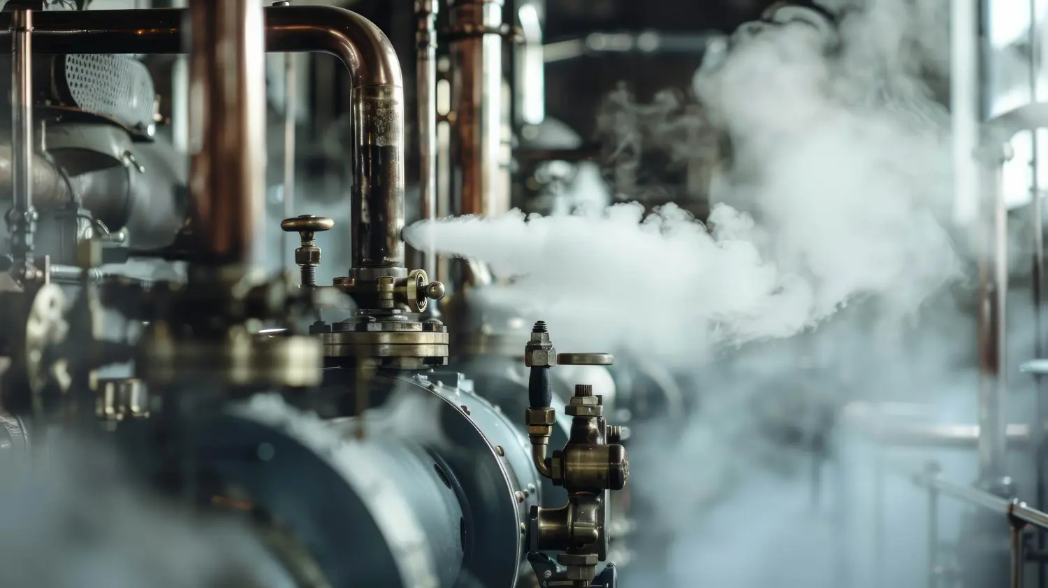 Imagem de uma operação com válvulas para sistemas de vapor em funcionamento.